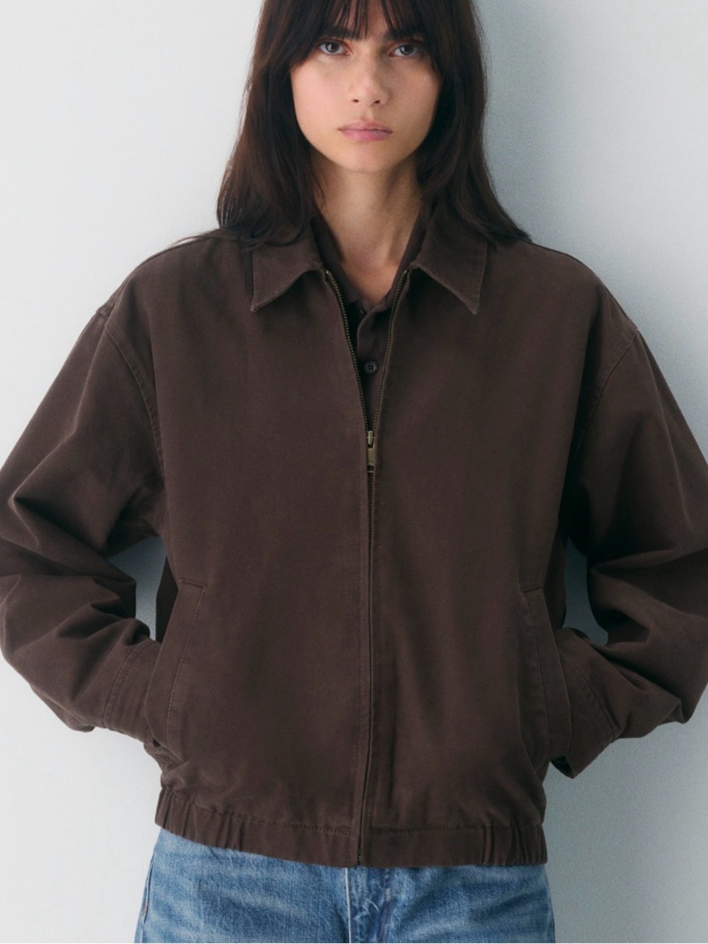 ARITZIA TNA Brown Zip-Front Bomber Jacket - Picture 1 of 7